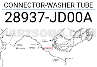 Nissan 28937JD00A CONNECTOR-WASHER TUBE