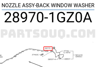 Nissan 289701GZ0A NOZZLE ASSY-BACK WINDOW WASHER