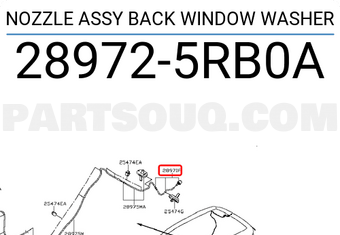 Nissan 289725RB0A NOZZLE ASSY BACK WINDOW WASHER