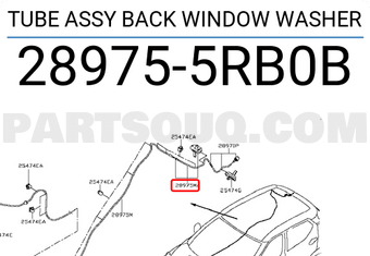 Nissan 289755RB0B TUBE ASSY BACK WINDOW WASHER