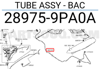 Nissan 289759PA0A TUBE ASSY - BAC