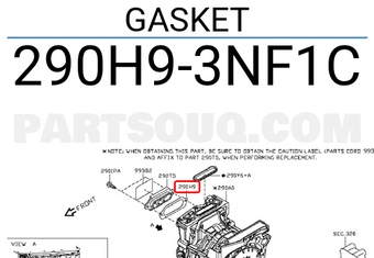Nissan 290H93NF1C GASKET