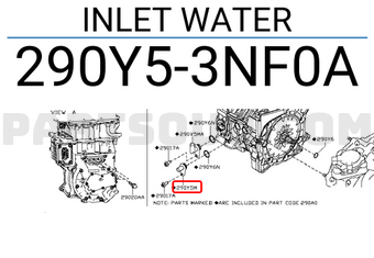 Nissan 290Y53NF0A INLET WATER