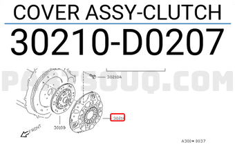 Nissan 30210D0207 COVER ASSY-CLUTCH