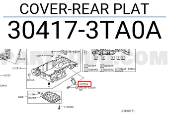 Nissan 304173TA0A COVER-REAR PLAT