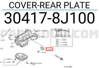 Nissan 304178J100 COVER-REAR PLATE