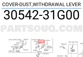 Nissan 3054231G00 COVER-DUST,WITHDRAWAL LEVER