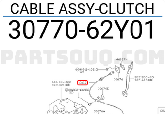 Nissan 3077062Y01 CABLE ASSY-CLUTCH
