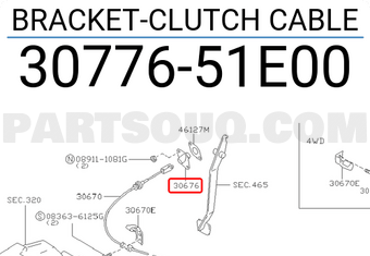 Nissan 3077651E00 BRACKET-CLUTCH CABLE