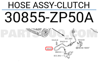 Nissan 30855ZP50A HOSE ASSY-CLUTCH