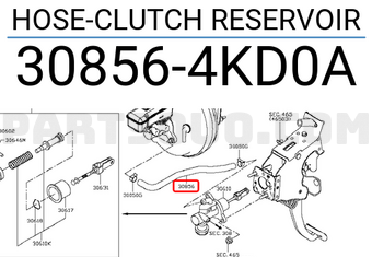 Nissan 308564KD0A HOSE-CLUTCH RESERVOIR