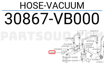 Nissan 30867VB000 HOSE-VACUUM
