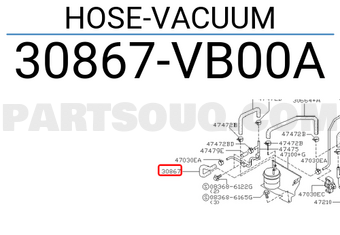 Nissan 30867VB00A HOSE-VACUUM