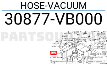 Nissan 30877VB000 HOSE-VACUUM
