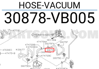 Nissan 30878VB005 HOSE-VACUUM