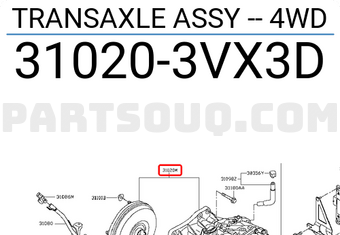 Nissan 310203VX3D TRANSAXLE ASSY -- 4WD