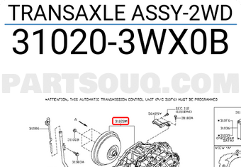 Nissan 310203WX0B TRANSAXLE ASSY-2WD