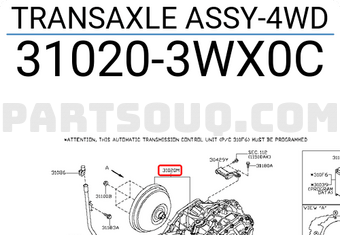 Nissan 310203WX0C TRANSAXLE ASSY-4WD