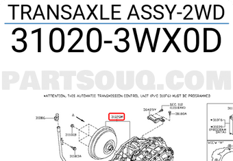 Nissan 310203WX0D TRANSAXLE ASSY-2WD
