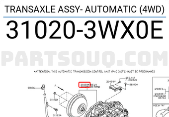 Nissan 310203WX0E TRANSAXLE ASSY- AUTOMATIC (4WD)