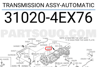 Nissan 310204EX76 TRANSMISSION ASSY-AUTOMATIC