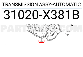 Nissan 31020X381B TRANSMISSION ASSY-AUTOMATIC