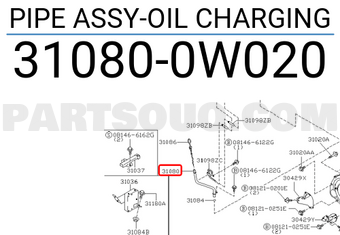 Nissan 310800W020 PIPE ASSY-OIL CHARGING
