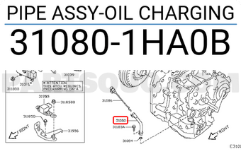 Nissan 310801HA0B PIPE ASSY-OIL CHARGING