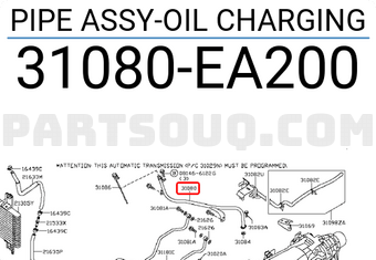 Nissan 31080EA200 PIPE ASSY-OIL CHARGING