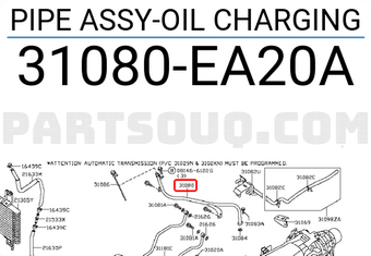 Nissan 31080EA20A PIPE ASSY-OIL CHARGING