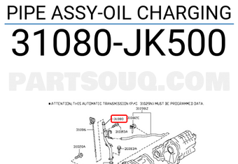 Nissan 31080JK500 PIPE ASSY-OIL CHARGING
