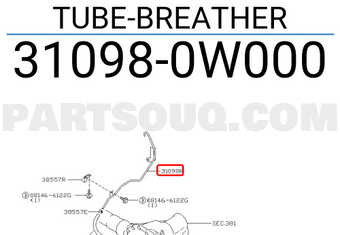 Nissan 310980W000 TUBE-BREATHER