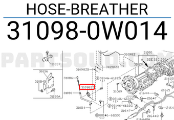 Nissan 310980W014 HOSE-BREATHER