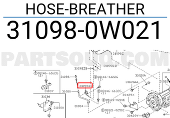 Nissan 310980W021 HOSE-BREATHER