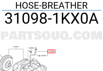 Nissan 310981KX0A HOSE-BREATHER