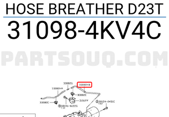 Nissan 310984KV4C HOSE BREATHER D23T