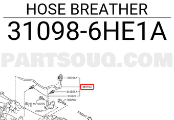 Nissan 310986HE1A HOSE BREATHER