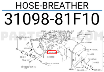 Nissan 3109881F10 HOSE-BREATHER
