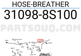 Nissan 310988S100 HOSE-BREATHER