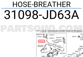 Nissan 31098JD63A HOSE-BREATHER