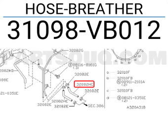 Nissan 31098VB012 HOSE-BREATHER