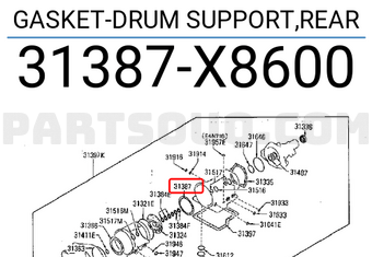 Nissan 31387X8600 GASKET-DRUM SUPPORT,REAR