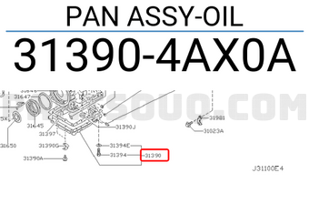 Nissan 313904AX0A PAN ASSY-OIL