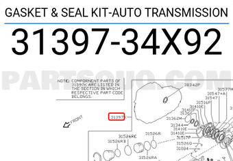 Nissan 3139734X92 GASKET & SEAL KIT-AUTO TRANSMISSION
