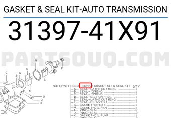 Nissan 3139741X91 GASKET & SEAL KIT-AUTO TRANSMISSION