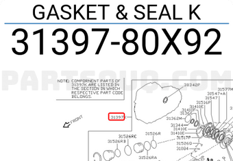 Nissan 3139780X92 GASKET & SEAL K