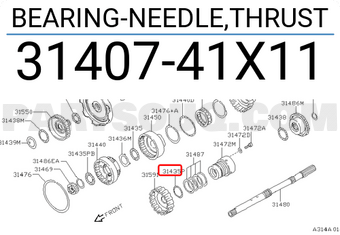 Nissan 3140741X11 BEARING-NEEDLE,THRUST