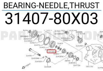 Nissan 3140780X03 BEARING-NEEDLE,THRUST
