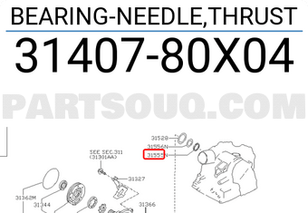 Nissan 3140780X04 BEARING-NEEDLE,THRUST
