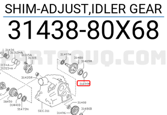 Nissan 3143880X68 SHIM-ADJUST,IDLER GEAR